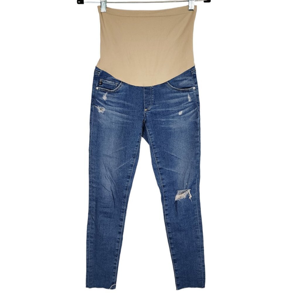Adriano Goldschmied Secret Fit Over Belly Skinny Mid Wash Distressed‎ Jeans 25